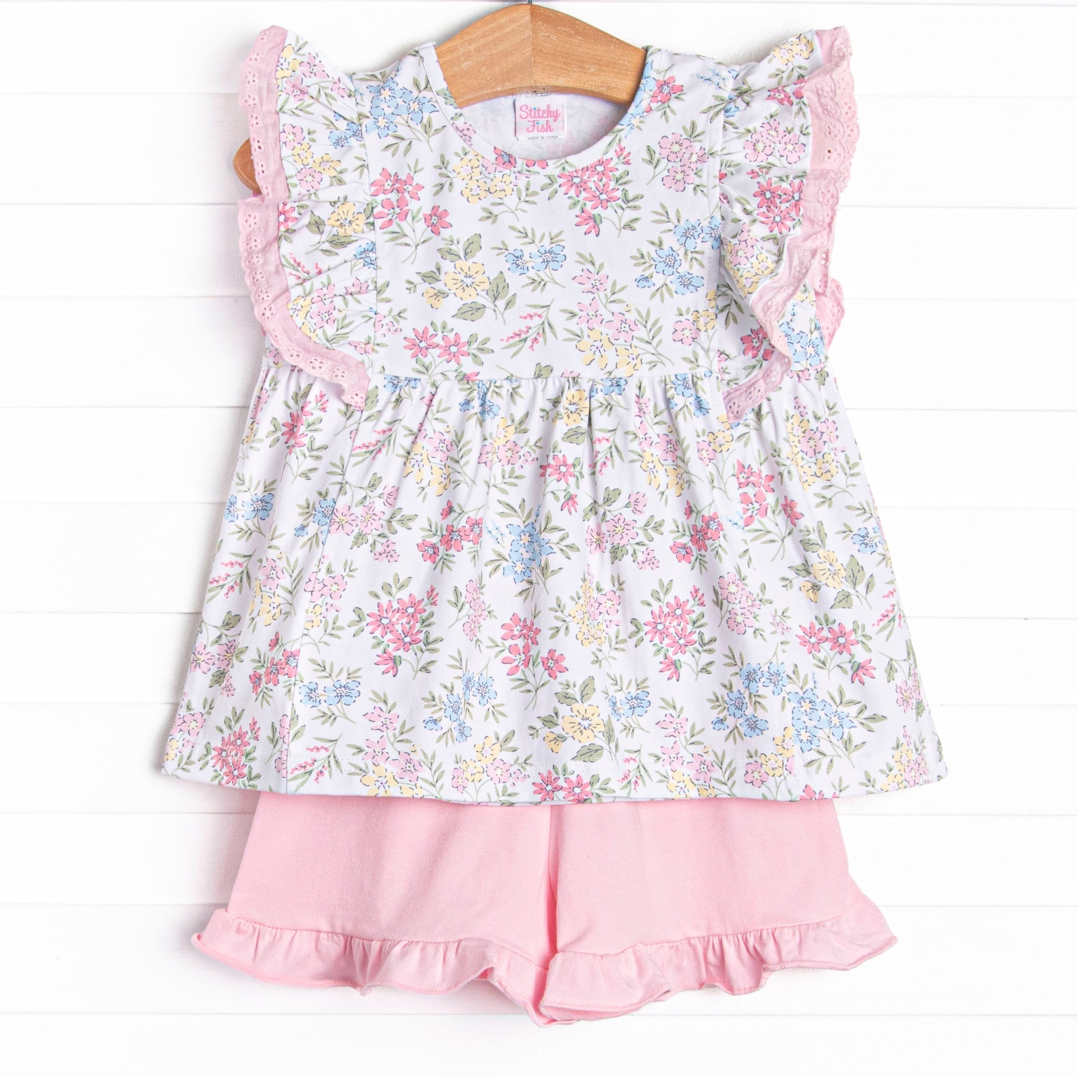 Lace and Lillies Short Set, Pink