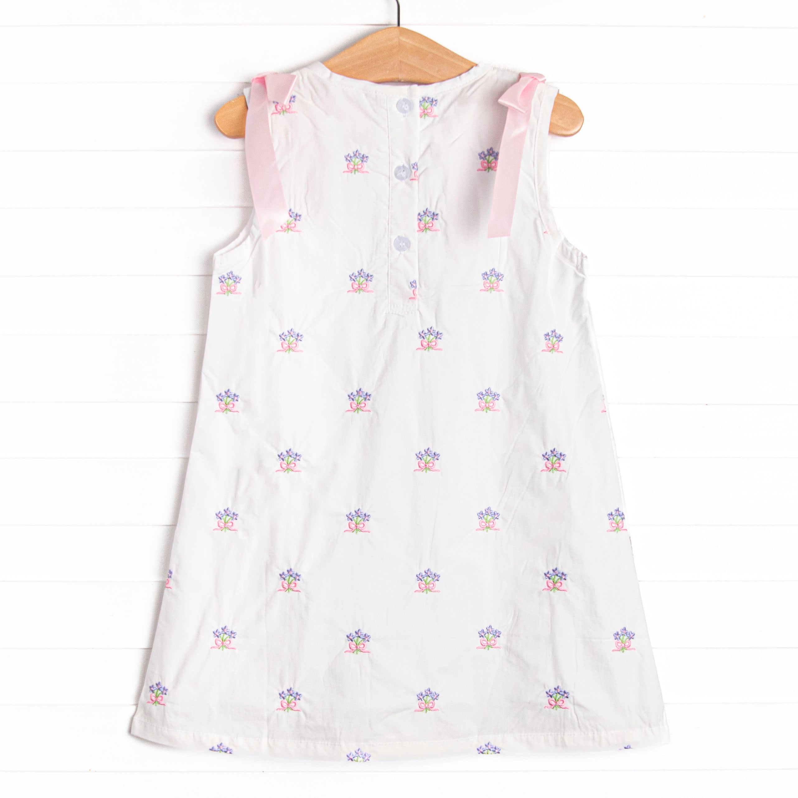 Blue Bundles Embroidered Dress, White