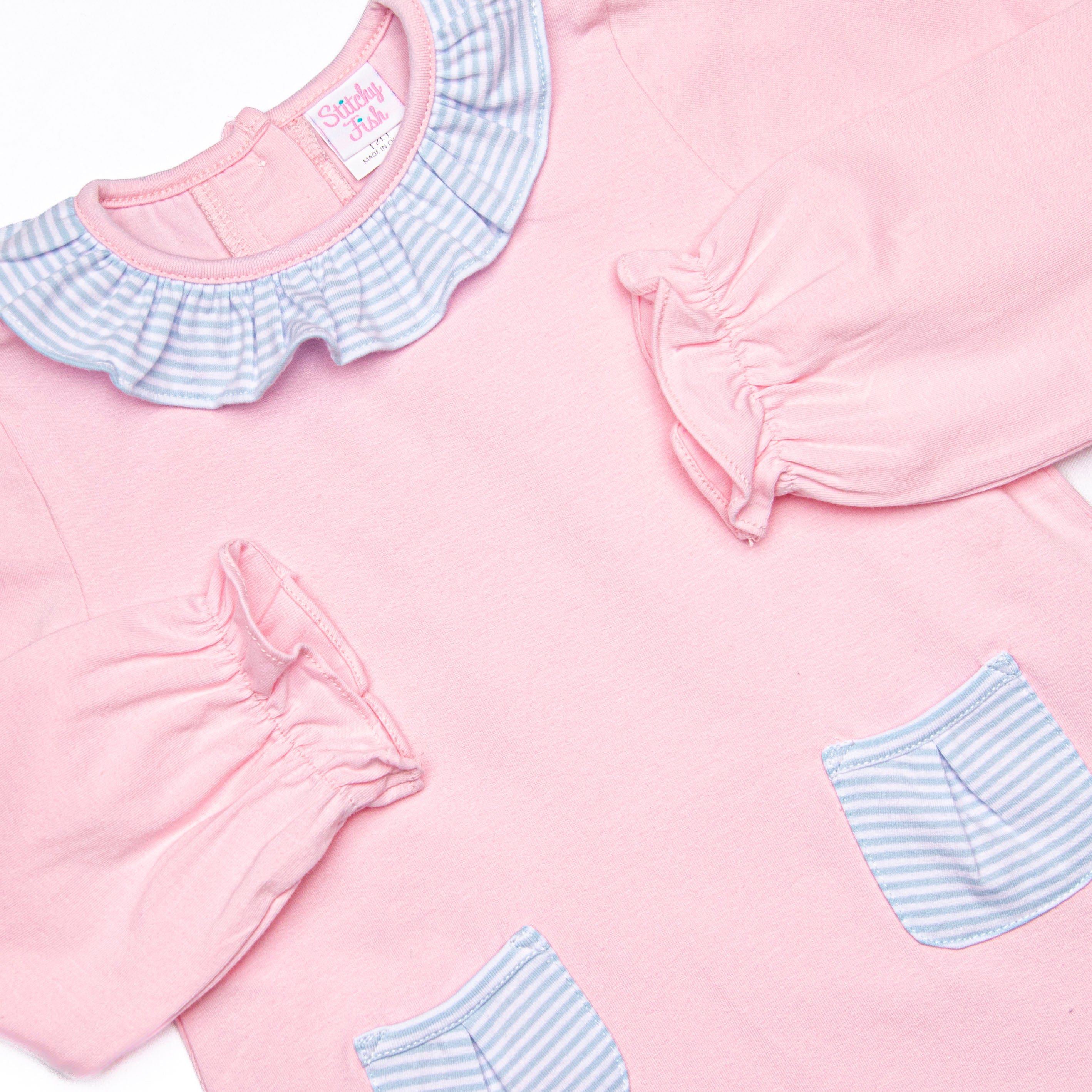 Emory Legging Set, Pink and Blue Stripe