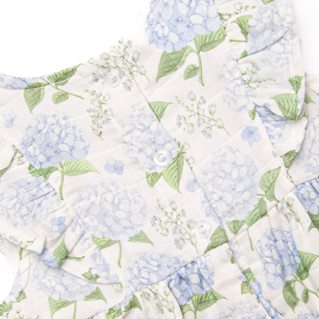 Hydrangea Blooms Muslin Dress, Blue