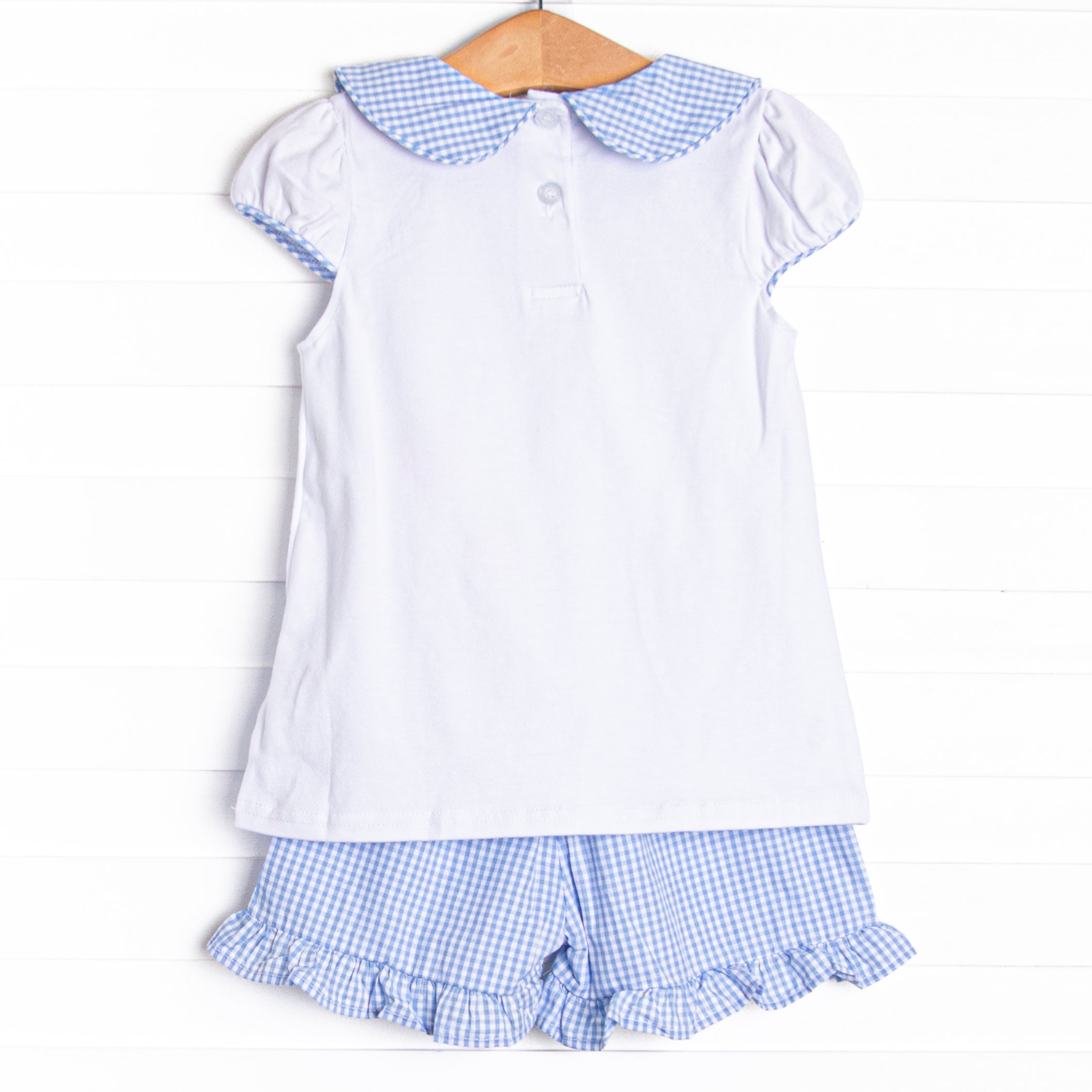 Berry Good Time Applique Ruffle Short Set, Blue