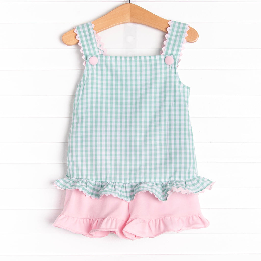 Mabel Short Set, Mint Gingham