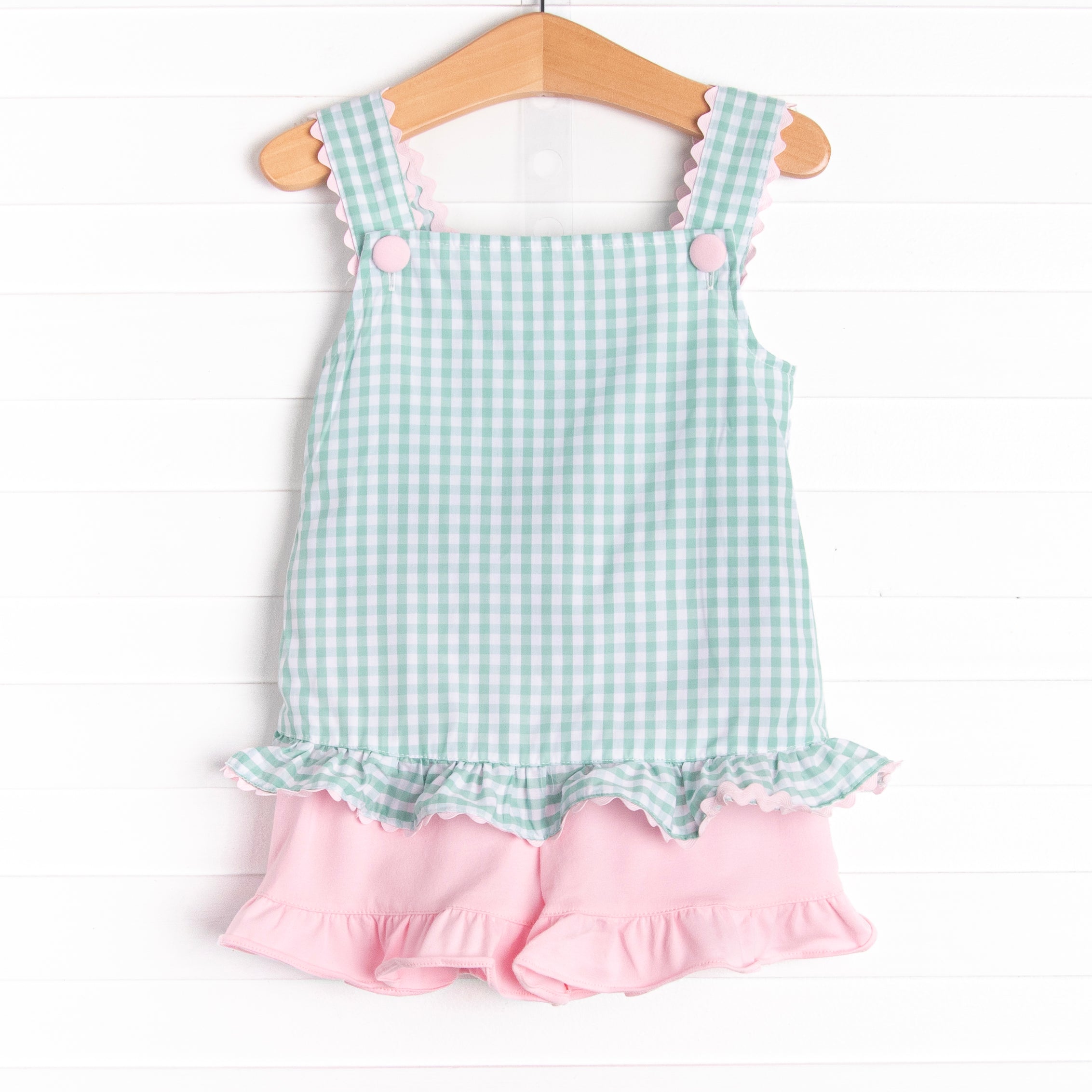 Mabel Short Set, Mint Gingham
