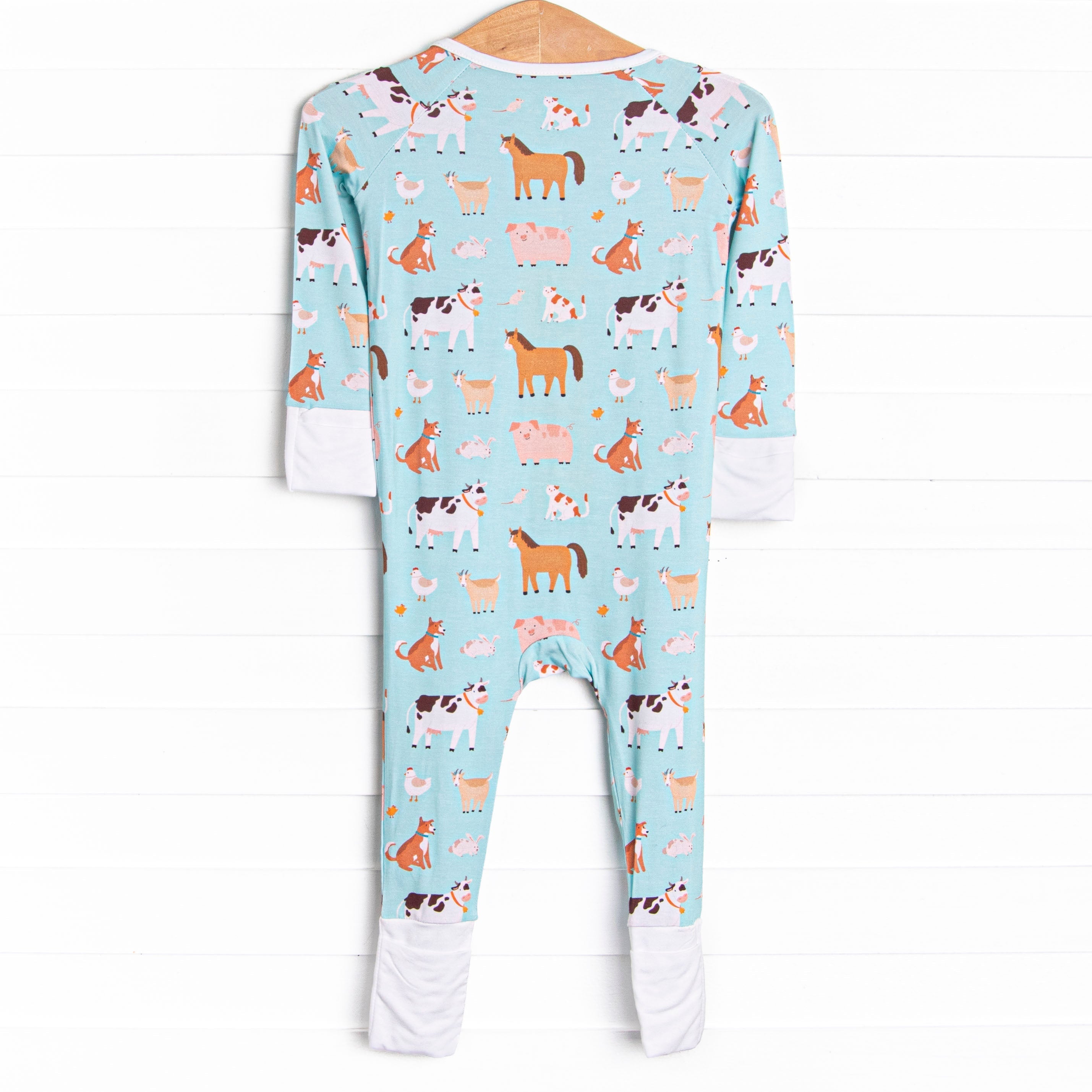 Barnyard Bedtime Bamboo Zippy Pajama, Green