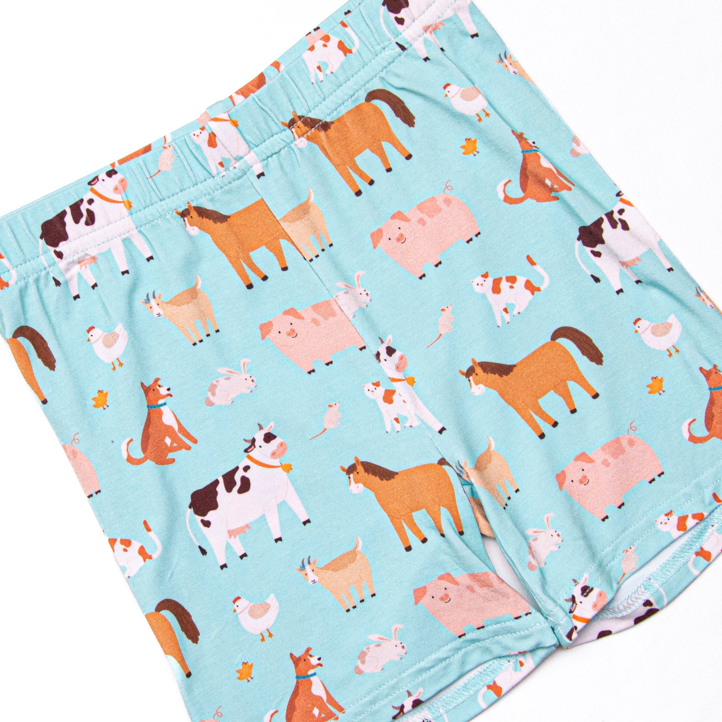 Barnyard Bedtime Bamboo Pajama Short Set, Green