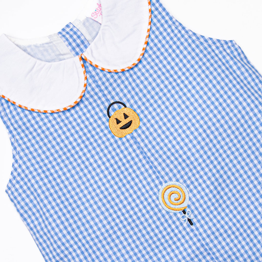 Spooky Season Embroidered Jon Jon, Blue