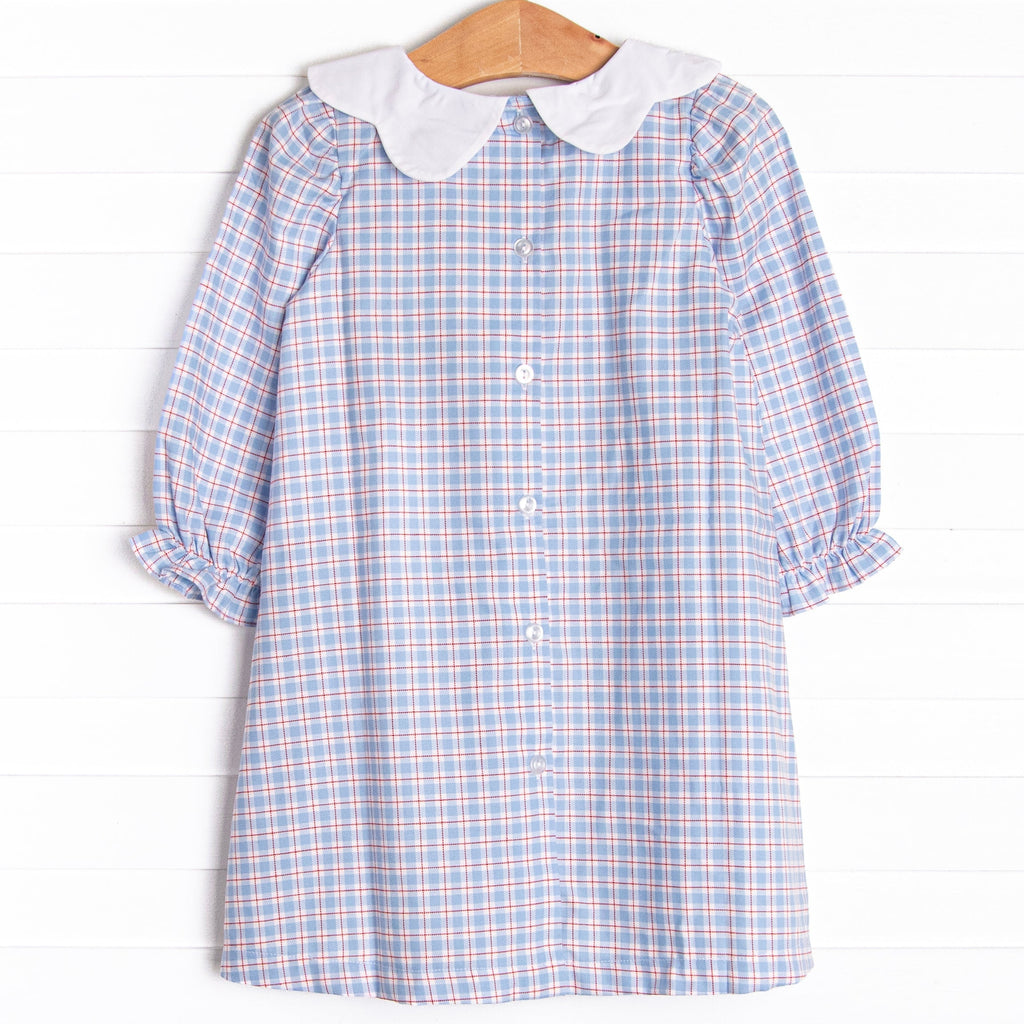 River Bib Dress, Blue