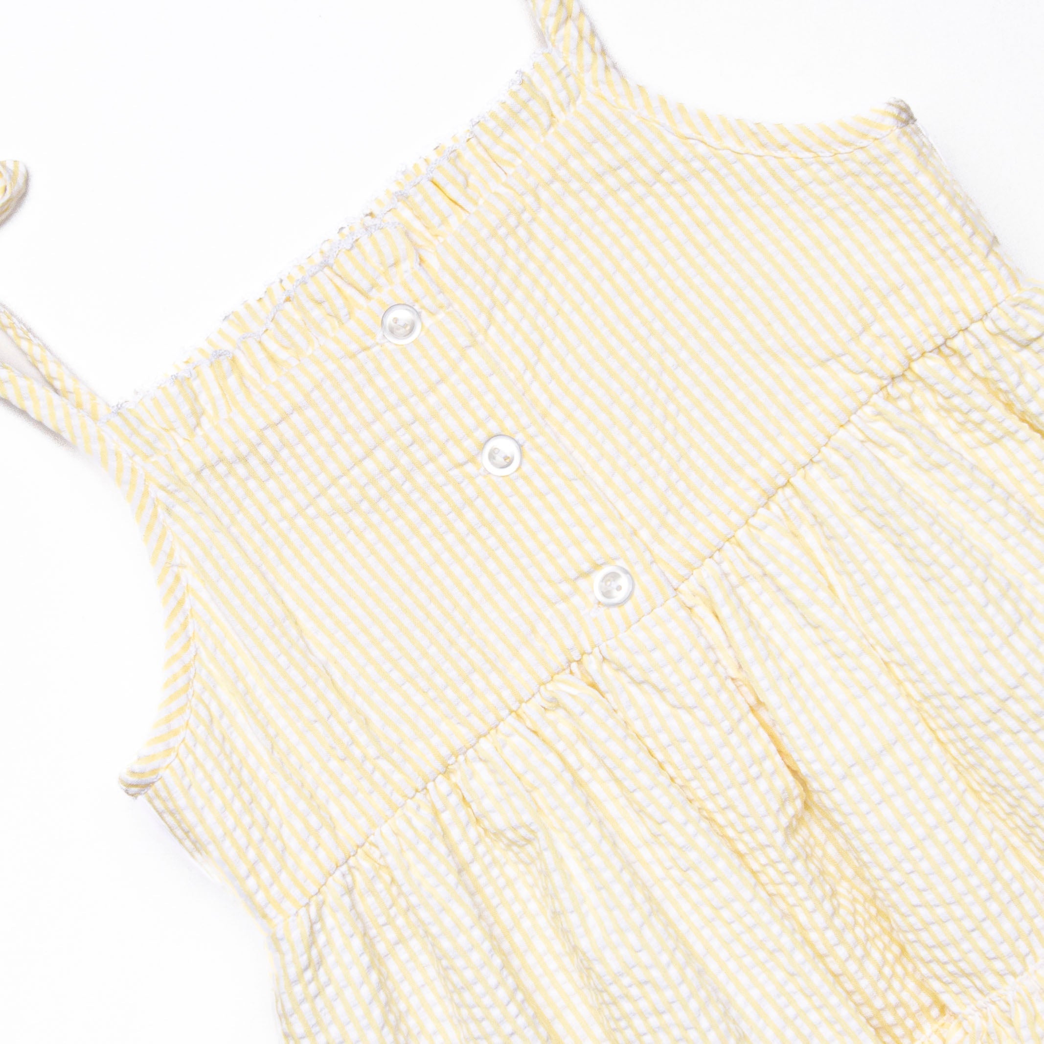 Fun Friends Smocked Ruffle Bubble, Yellow Seersucker