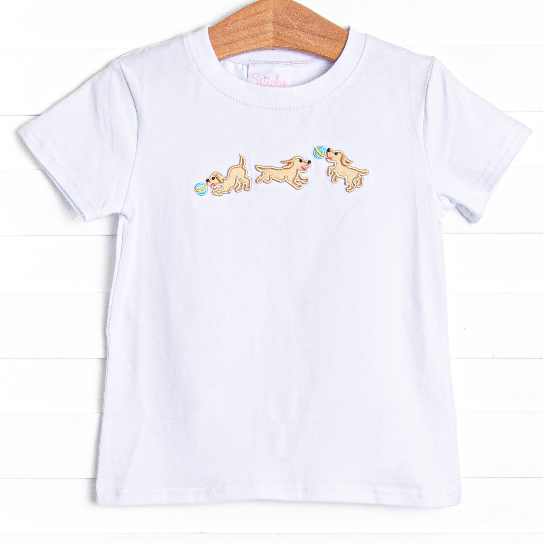 Go Fetch Applique Top, White