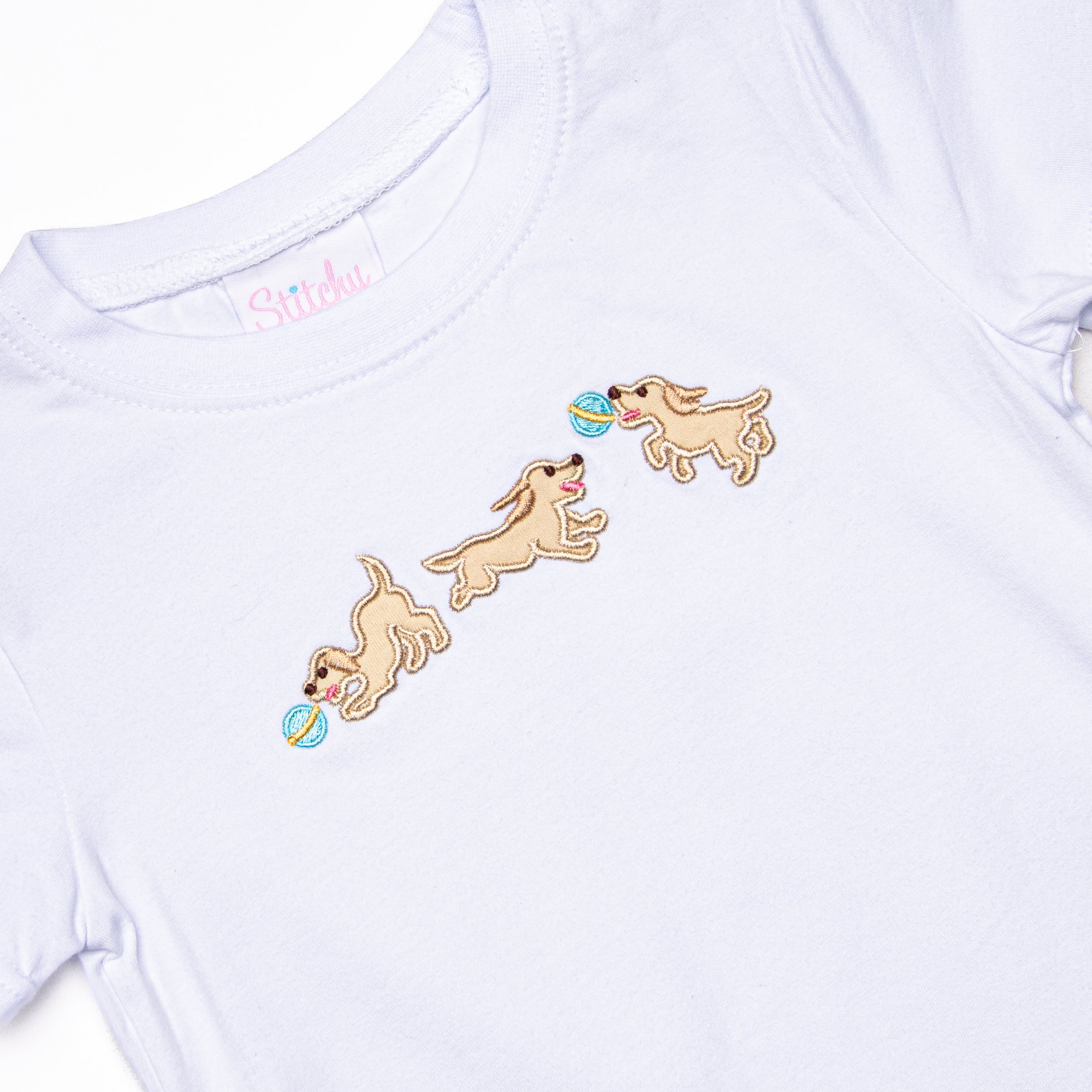 Go Fetch Applique Top, White
