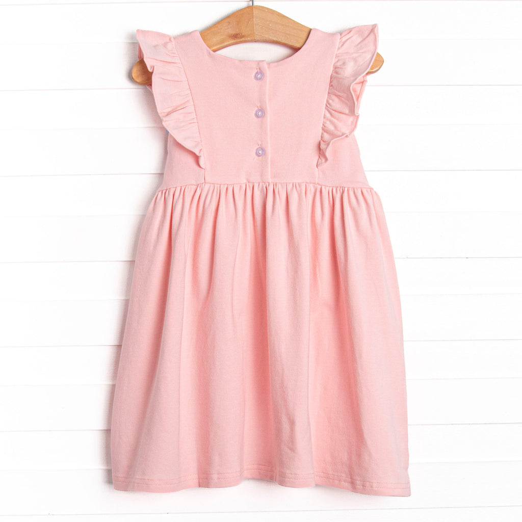 Sea Turtle Applique Side Tie Dress, Pink