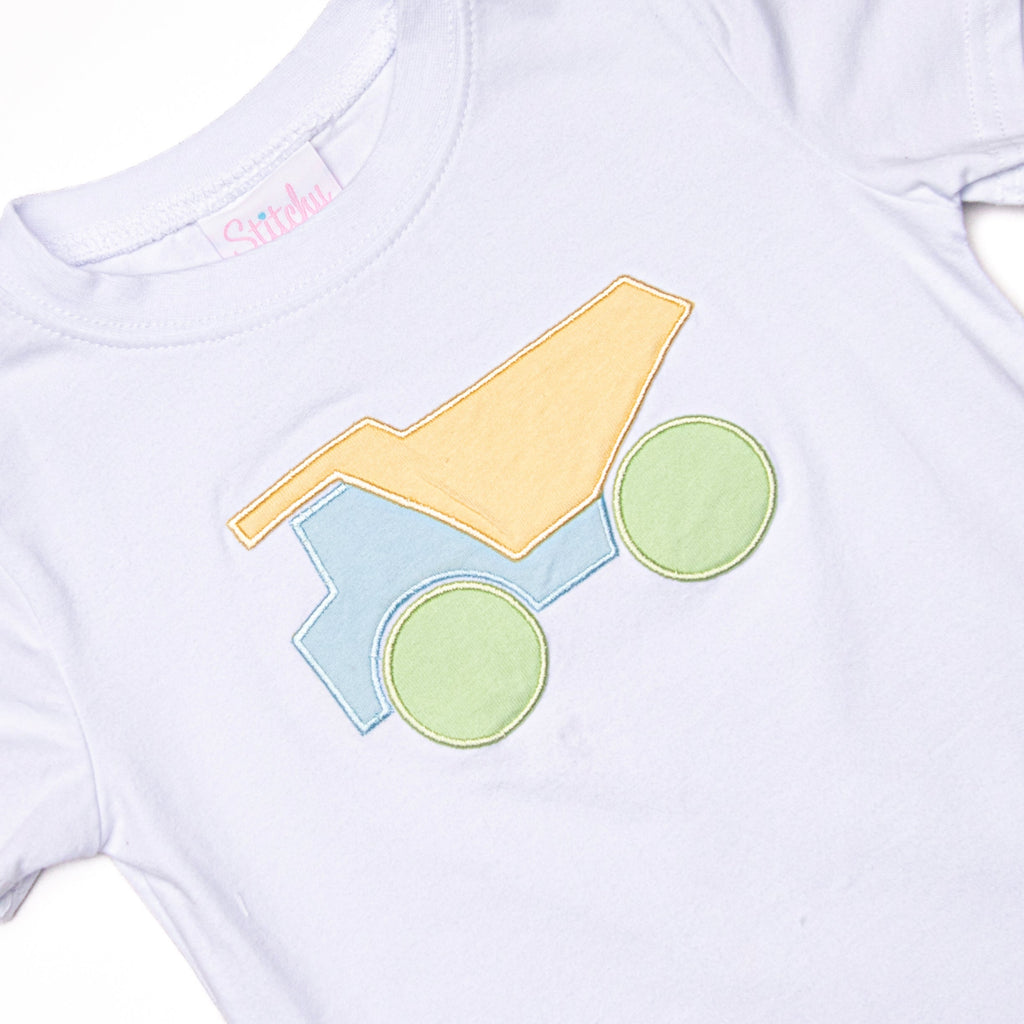 Colorblock Construction Applique Top, White