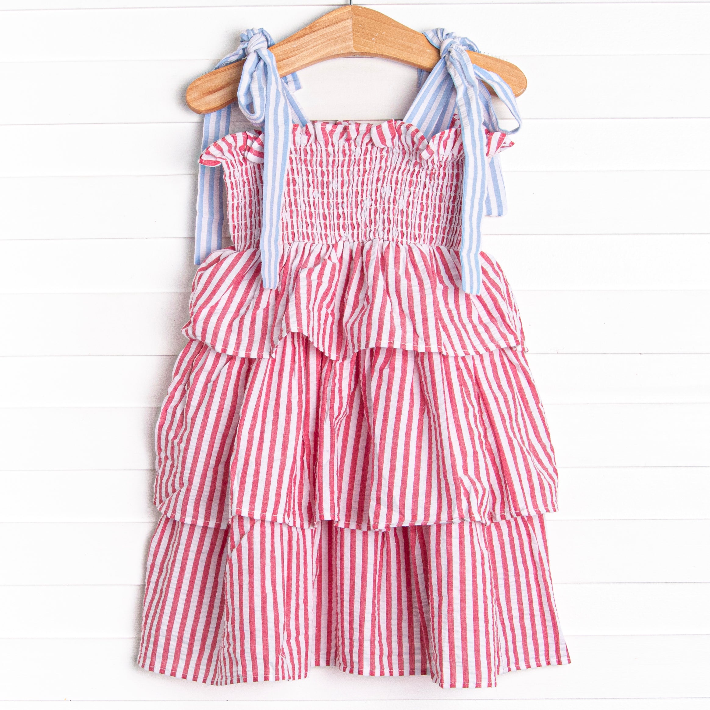 Patriotic Pinstripe Dress, Red