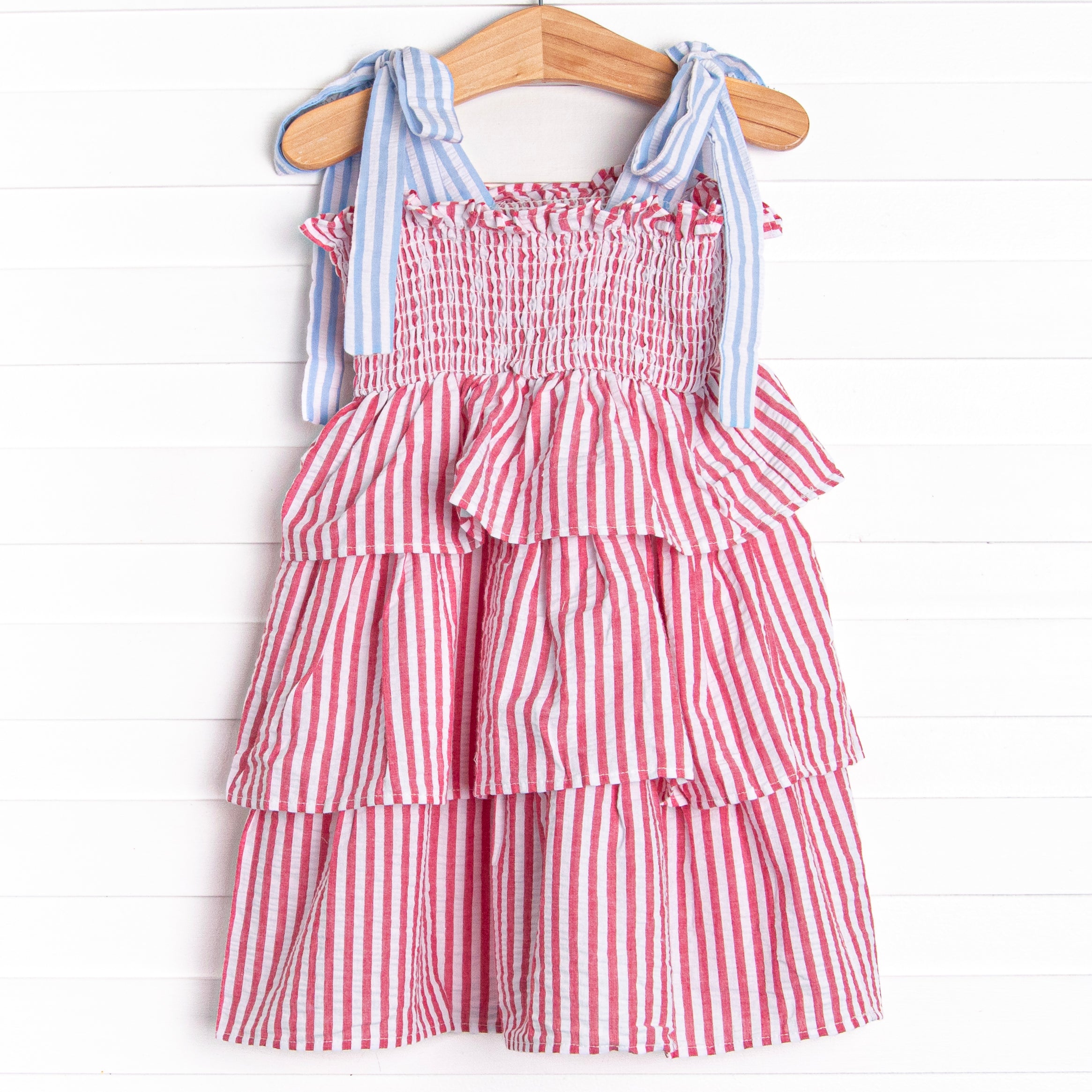 Patriotic Pinstripe Dress, Red