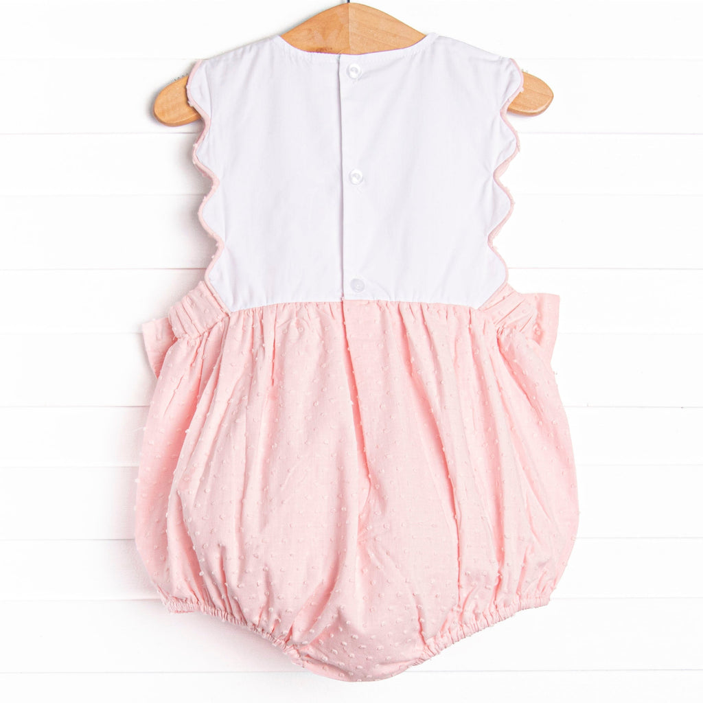 Elizabeth Side Tie Bubble, Pink Swiss Dot