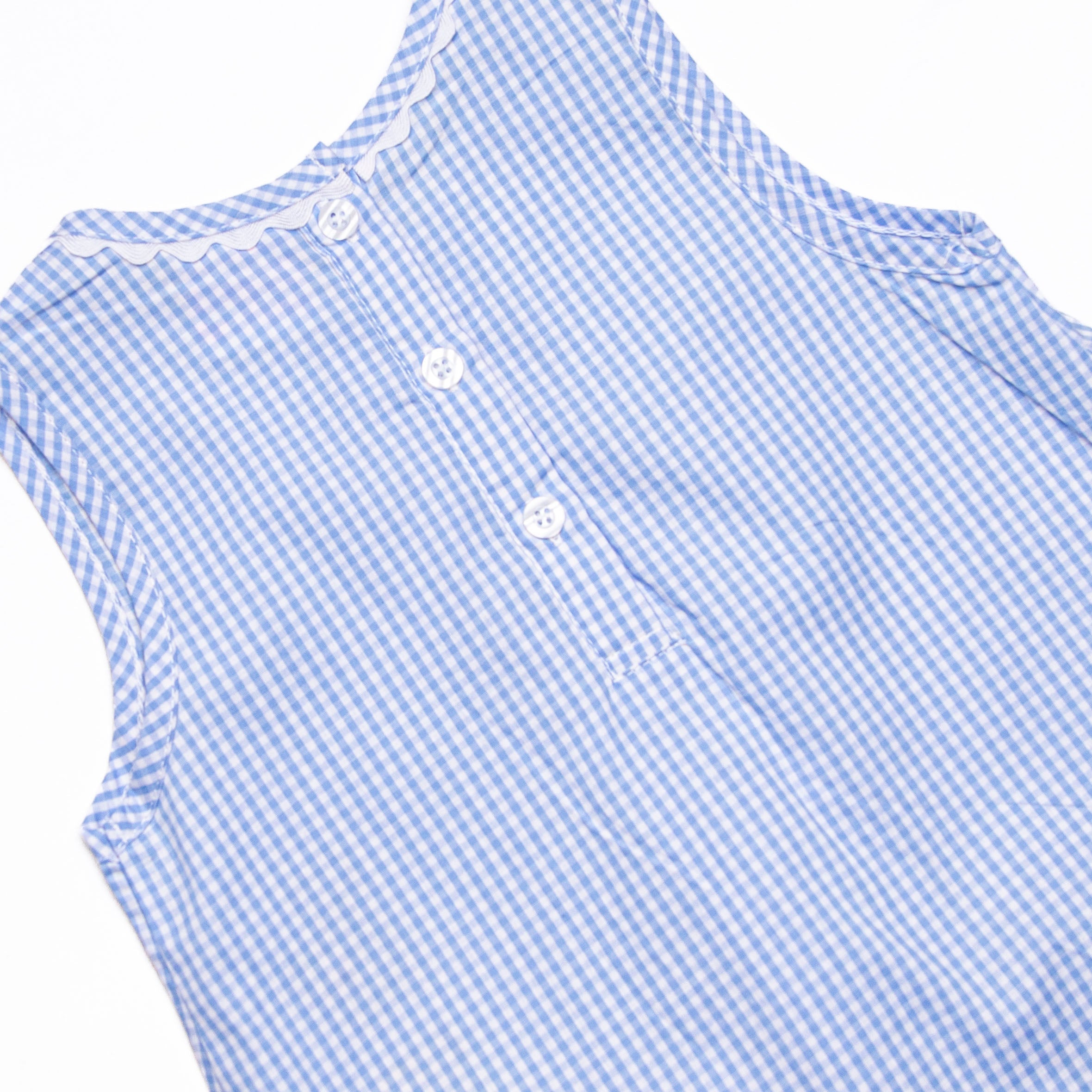 Spelling Bee Sweetie Applique Ruffle Short Set, Blue Gingham