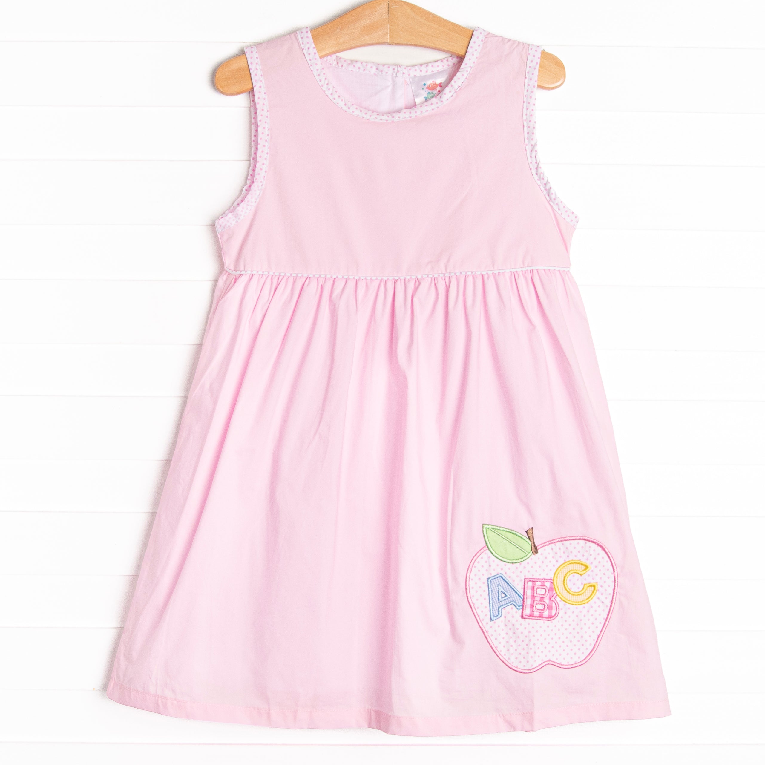 ABC Apple Applique Dress, Pink