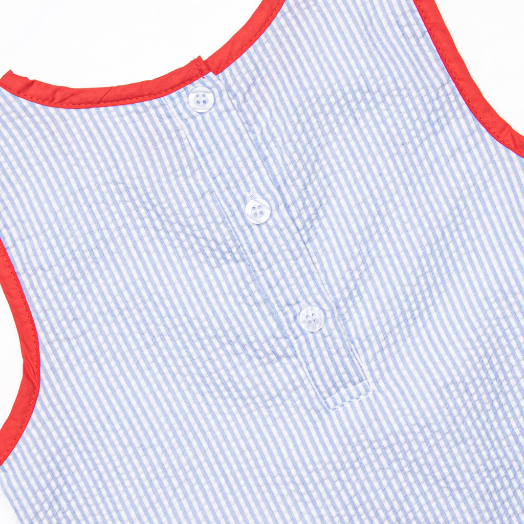 Annie Apple Embroidered Dress, Blue