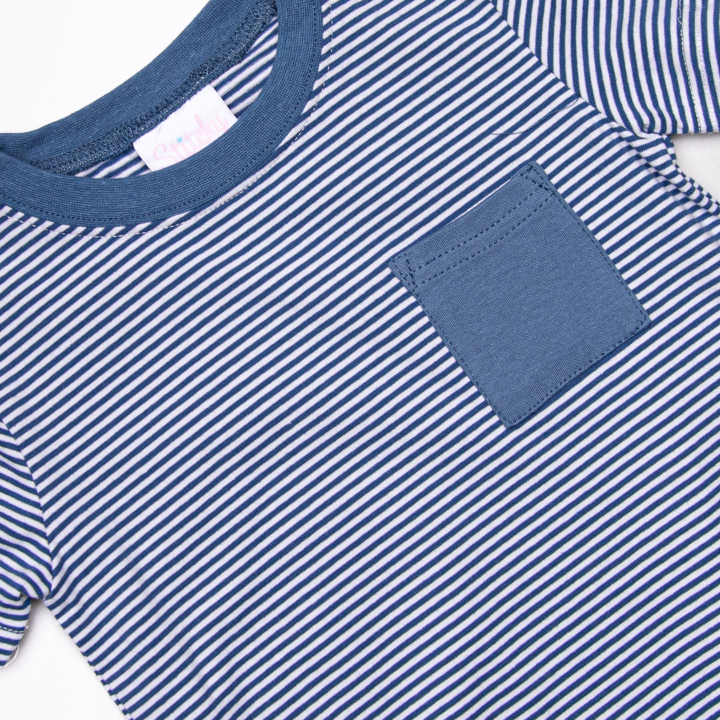 Evan Short Set, Denim Blue Stripe