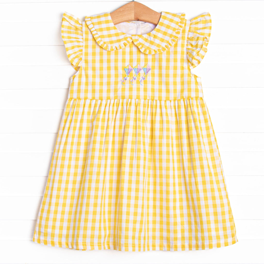 Summer Skies Applique Dress, Yellow