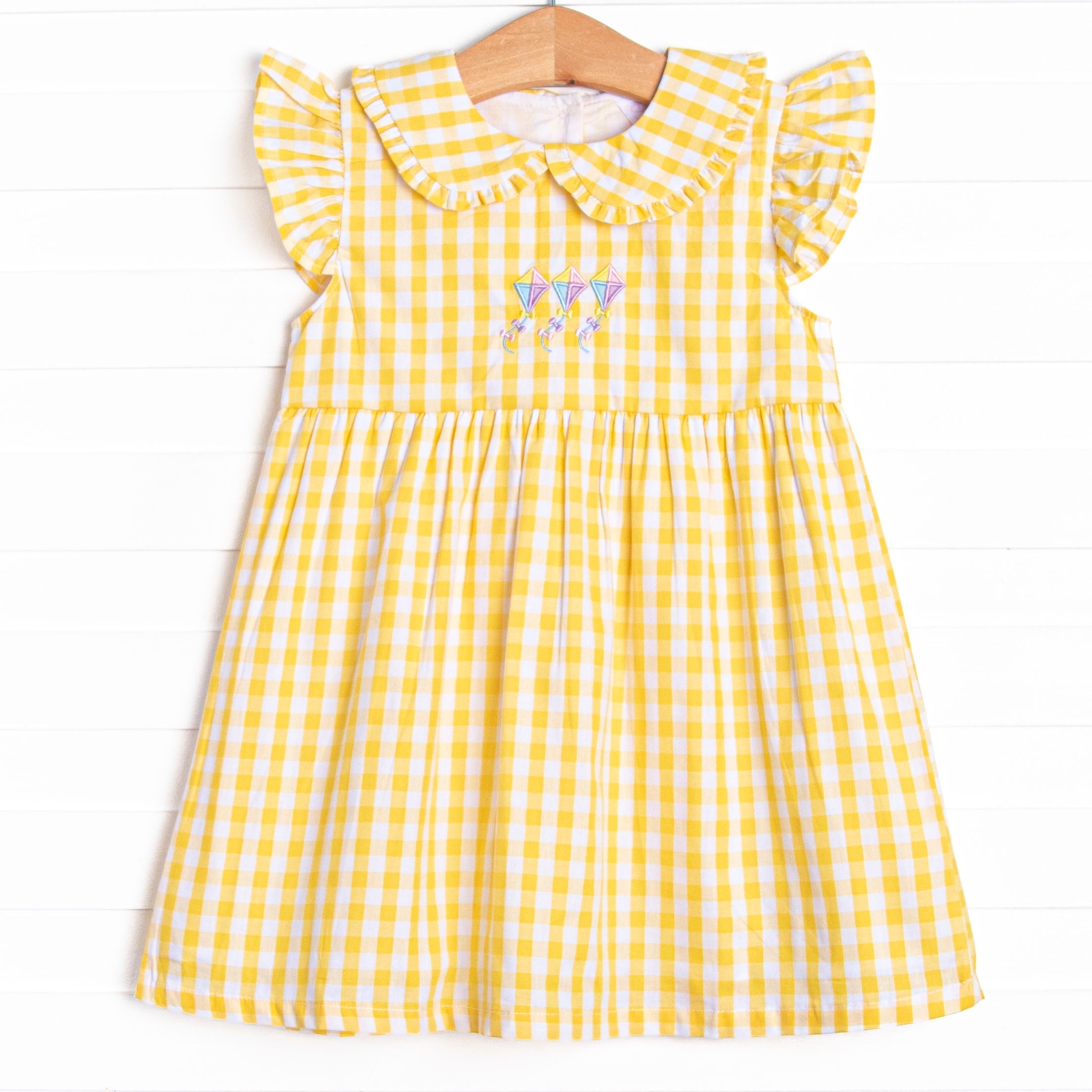 Summer Skies Applique Dress, Yellow