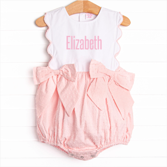 Elizabeth Side Tie Bubble, Pink Swiss Dot