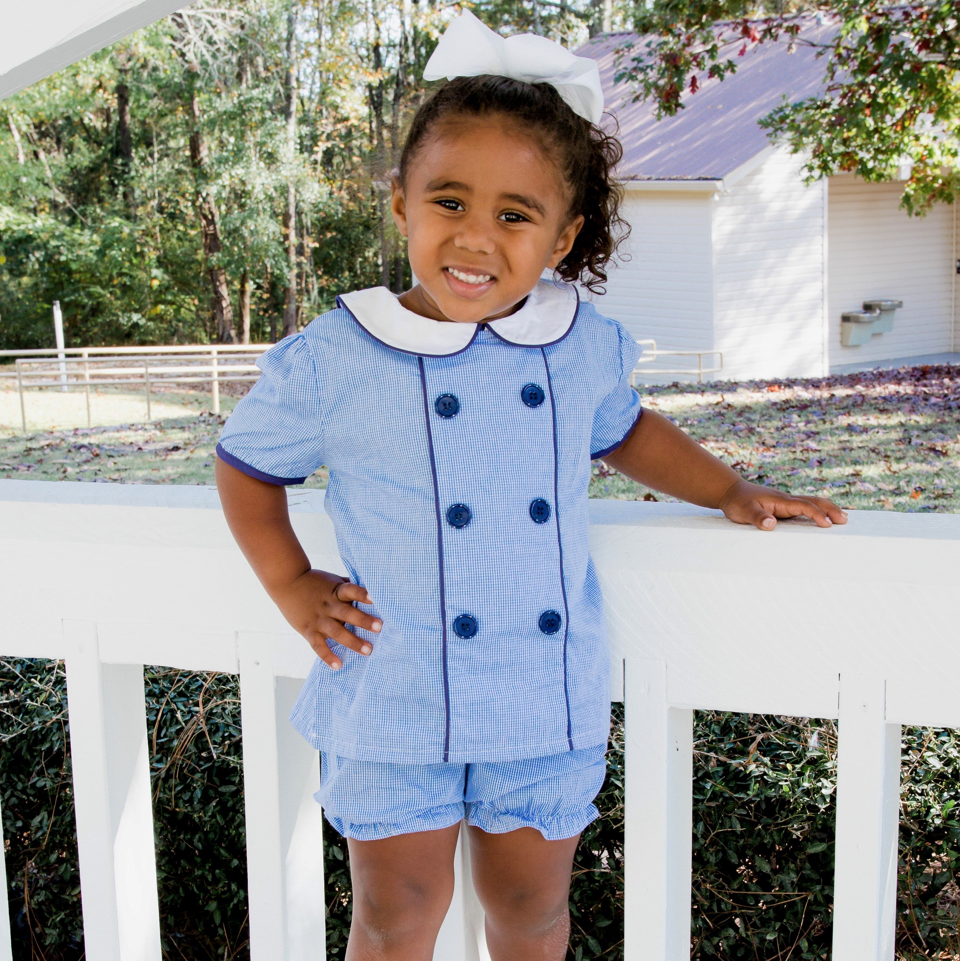Addison Bloomer Set, Blue Mini Gingham