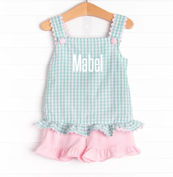 Mabel Short Set, Mint Gingham