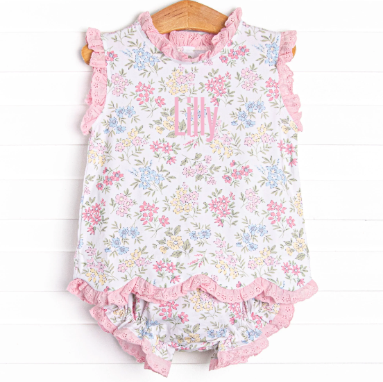 Lace and Lillies Diaper Set, Pink